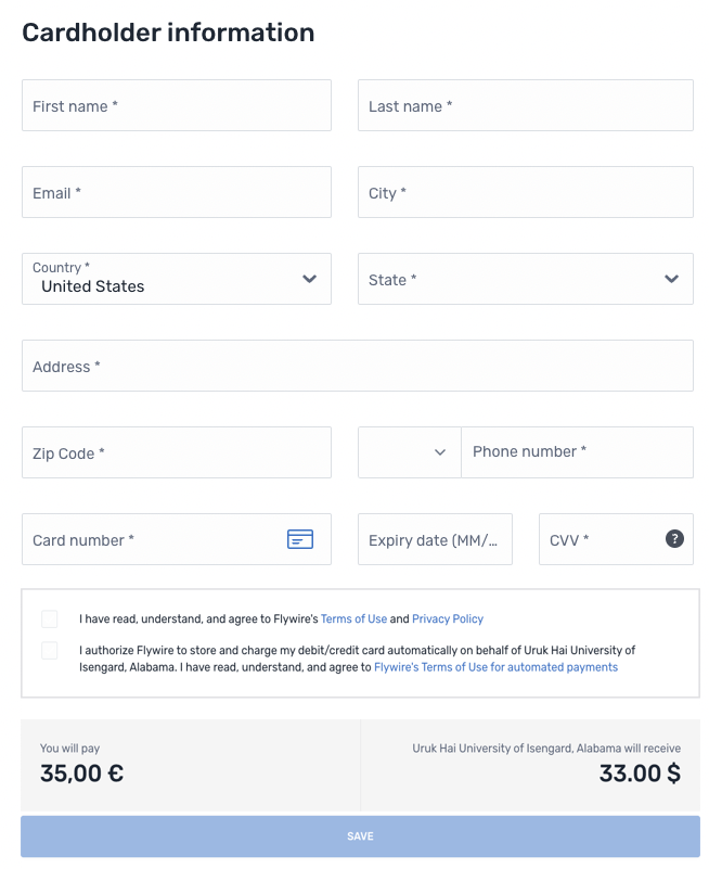 RCP form tokenize and pay demo